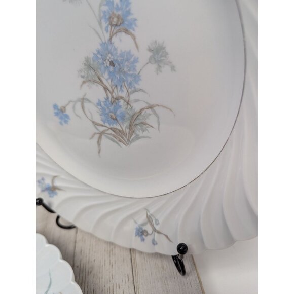 Haviland Limoges Bergere Set 2 Dinner Plates Vintage Blue Flowers France - Picture 6 of 9